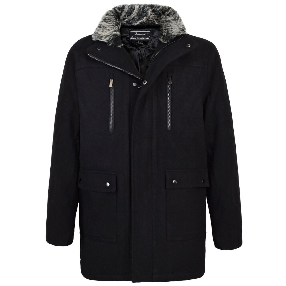 Sunyastor Mens Winter Warm Leisure Stand Collar Fashion Cashmere Outwear Pocket Coats Parka Jacket Men